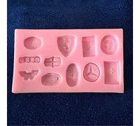 NC Moule à gâteau en silicone avec logo de voiture - Sans BPA, 75 g, 6,8 x 13,8 x 0,8 cm, rose, forme de logo de voiture