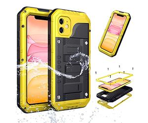 NC Ototon® Coque Étanche iPhone 12 Mini Étanche IP68 Etui Housse en Métal Aluminium avec Verre Trempé Intégré Qualité Militaire Robuste Anti-Poussière Anti Pluie Neige (Rouge, iPhone 12 Mini)