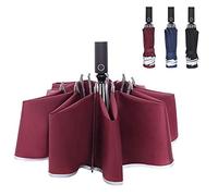 NC Parapluie pliant inversé avec bande réfléchissante, ouverture automatique, coupe-vent (ROUGE)