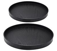 NC Plateau de Service Rond Bois,DBAILY 2PCS Noir Plateau à Thé En Bois Massif Pour Servir Des Boissons Dans Des Hôtels Restaurants Cafés(21cm 27cm)