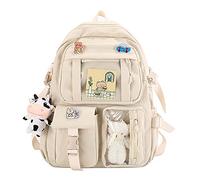 NC S.Fanny OU Sac à dos esthétique Kawaii japonais avec pendentif, petit sac à dos, fournitures scolaires, sac à dos pour ordinateur portable, Blanc., S