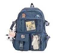 NC S.Fanny OU Sac à dos esthétique.Sac à dos japonais Kawaii avec pendentif.Petit sac à dos scolaire. Sac à dos pour ordinateur portable, bleu, S