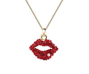 Nc051 mignon Cristal Rouge à lèvres sexy Kiss Charm pendentif Collier