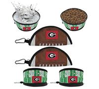 NCAA Georgia Bulldogs Pets First - Lot de 2 gamelles de voyage pliables pour chien - Gamelles de nourriture et d'eau pour chiens, meilleures gamelles portables et légères anti-fuites pour les voyages