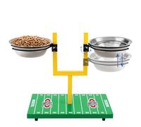 NCAA Ohio State Buckeyes Goalpost Mangeoire surélevée réglable avec support, 2 gamelles en acier inoxydable, pieds en caoutchouc antidérapants, mangeoire surélevée pour chiens de grande et petite