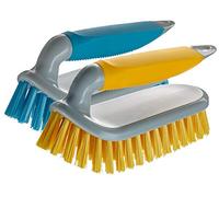 NCaan 2pk Brosse a recurer Deluxe en Forme de Fer-Brosse a recurer Tres résistante pour Les Taches tenaces-Poils rigides-Brosse a Main antiderapante-Brosse de Nettoyage Multifonction (Assortis, 2)