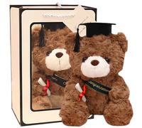 NCBAKMV Teddys Bear Diplômé 23 cm Peluche Personnalisée Ours en Remise des Diplômes Peluche Ours avec Diplôme et Chapeau de Docteur Graduation Bear pour Les Filles et Les Garçons (Brun Foncé)
