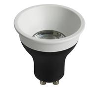 NCC-Licht Ampoule LED Deep-Deco à réflecteur GU10 blanc chaud 3000 K 36° + embouts annulaires (réflecteur noir 4,9 W + anneau blanc Ø 5 cm)
