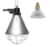 NCC-Licht Lampe d'élevage, chauffante, infrarouge, lumière rouge PAR38, 100 W, claire, pour animaux, poules, porcelets, panier de protection, interrupteur économique, câble et fiche de 2,5 m