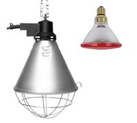 NCC-Licht Lampe d'élevage, chauffante, infrarouge, lumière rouge PAR38, 100 W, rouge, pour animaux, poules, porcelets, panier de protection, câble et fiche de 2,5 m