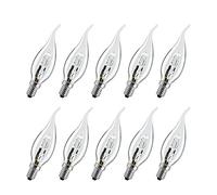 NCC-Licht Lot de 10 + 2 ampoules halogènes écologiques en forme de bougie, 28 W = 34 W, E14, transparentes, à intensité variable, blanc chaud