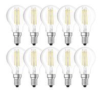 NCC-Licht Lot de 10 ampoules à filament LED E14 blanc chaud 2700 K (transparent comme 25 W)