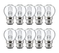 NCC-Licht Lot de 10 ampoules halogènes Eco P45, en forme de goutte, 18 W = 21 W, B22, transparentes, à intensité variable, blanc chaud