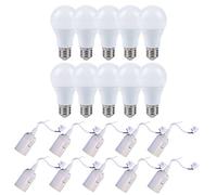 NCC-Licht Lot de 10 ampoules LED 15 W = 100 W E27 mat 1490 lm blanc chaud + 10 douilles de rénovation Moderne Blanc.