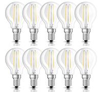 NCC-Licht Lot de 10 ampoules LED à filament - En forme de goutte - 2,5 W = 25 W - E14 - Transparentes - 250 lm - Blanc chaud 827 - 2700 K