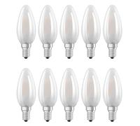 NCC-Licht Lot de 10 ampoules LED à filament - Forme bougie - 4 W = 40 W - E14 - Mat - 470 lm - Blanc chaud - 2700 K
