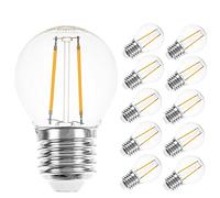 NCC-Licht Lot de 10 ampoules LED à filament goutte - 2 W = 25 W - E27 - Transparent - 250 lm - Filament extra blanc chaud - 2200 K (10 pièces)