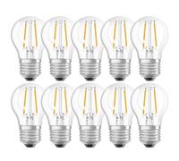 NCC-Licht Lot de 10 ampoules LED à filament - P45 - En forme de goutte - 2,8 W - Équivalent de 25 W - E27 - Transparent - 250 lm - Blanc chaud - 2700 K - Intensité variable