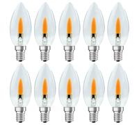 NCC-Licht Lot de 10 ampoules LED C35 transparentes 1 W E14, effet flamme, remplacement pour bougie vacillante