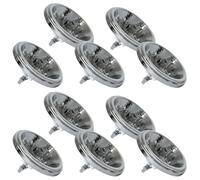 NCC-Licht Lot de 10 réflecteurs halogènes AR111 75 W G53 12 V blanc chaud 2 800 K, à intensité variable, projecteur halogène avec un angle de faisceau de 24°