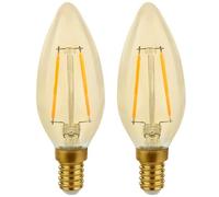 NCC-Licht Lot de 2 ampoules LED rétro B35 - 2 W - Blanc chaud - 2700 K - Ampoule vintage pour décoration d'intérieur et restaurant - Remplace une ampoule à incandescence de 25 W