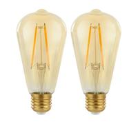 NCC-Licht Lot de 2 ampoules LED rétro ST64 Edison 2 W blanc chaud 2700 K ampoule vintage pour décoration d'intérieur et restaurant Remplace une ampoule à incandescence de 25 W