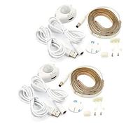 NCC-Licht Lot de 2 bandes lumineuses LED avec capteur USB, 1,2 m, blanc chaud, 3000 K, 2,4 W, IP44, avec détecteur de mouvement