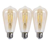 NCC-Licht Lot de 3 ampoules LED à filament Edison ST64 Rustika 4 W E27 Or extra blanc chaud 2500 K