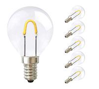 NCC-Licht Lot de 5 ampoules LED à filament incurvé, en forme de goutte, P45, 0,85 W, presque 15 W, E14, transparent, extra blanc chaud, 2400 K