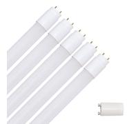 NCC-Licht Lot de 5 ampoules LED T8, 45 cm, 8 W, G13, 800 lm, 830, blanc chaud, 3000 K, avec démarreur