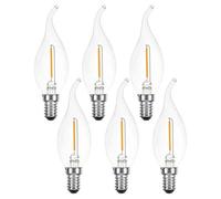 NCC-Licht Lot de 6 ampoules LED à filament en forme de bougie, 1 W presque comme 15 W, transparent, E14, 120 lm, blanc chaud 2700 K