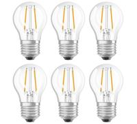 NCC-Licht Lot de 6 ampoules LED à filament - P45 - En forme de goutte - 2,8 W - Équivalent de 25 W - E27 - Transparent - 250 lm - Blanc chaud - 2700 K - Intensité variable