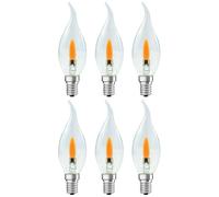 NCC-Licht Lot de 6 ampoules LED en forme de bougie - Transparent - 1 W - E14 - Effet flamme - Remplacement pour bougie vacillante