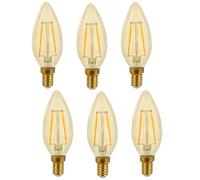 NCC-Licht Lot de 6 ampoules LED rétro B35 - 2 W - Blanc chaud - 2700 K - Ampoule vintage pour décoration d'intérieur et restaurant - Remplace une ampoule à incandescence de 25 W
