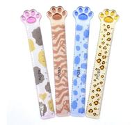 NCEJNY Lot de 4 Règle 15 cm Patte de Chat, Règle Plate Double Face avec Ligne Droite et Ondulée, Règle Plastique Rigide pour École et Bureau, Assorties, Accessoires Scolaires Kawaii