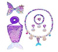 Nchanted Ensemble d'accessoires pour filles avec clip scintillant pour sac à main, collier, boucles d'oreilles et bague avec motif étincelant pour Halloween adulte, taille unique, Nylon