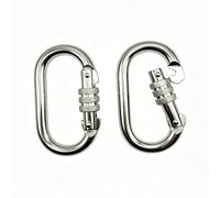 Ncheli 2 Pcs Mousqueton Verrouillage Charge Lourde 25kN (Max. 2550kg), Acier Galvanisé Forme O Mousqueton à Vis Double Verrouillage pour Hamac Escalade Rappel Camping Randonnée (Argent)