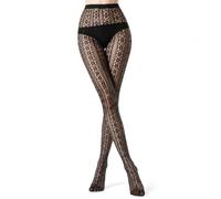 Ncheli Bas Résille Noir, Motif Florale, Taille Haute, Grande Taille 3XL | Un mesh délicat avec motif floral - une alternative élégante au bas résille ordinaire
