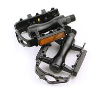 Ncheli Pédales de Vélo en Aluminium - Paire de Pédales VTT 9/16" avec Réflecteurs - Pédales Plateforme Antidérapantes pour Vélo de Route, Ville, BMX - Gauche/Droite (Noir)