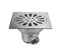 Ncheli Siphon de Sol Carré 9.8x9.8cm (≈10x10cm), Bonde de Douche INOX avec Filtre Anti-Odeur, Grille Universelle Évacuation, Système à Clip, Anti-Retour, Intérieur, Tube 50mm-75mm