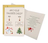 Nchigedy Carte de Noël amusante pour maman, papa, carte de Noël humoristique pour grand-mère, grand-père, cartes de Noël pour homme et femme, suis-je votre enfant préféré ?