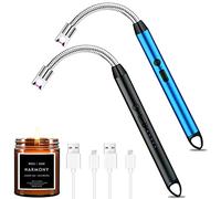 NCKIHRKK Allume Bougie Electrique,2 Briquet USB,USB Rechargeable Arc Briquet avec Affichage de Batterie LED,Briquet Arc Électrique Coupe-Vent sans Flamme pour Cuisine,Bougie,Barbecue,Cheminée,Camping