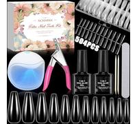 NCKIHRKK Capsule Americaine Ongle Kit, 504 Pièces Ongle Pose Americaine, Faux Ongles Capsules Ongles Americaine avec Mini Lampe UV Ongle, Colle Faux Ongles, Coupe Capsules Ongles, Limes à Ongles