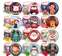 NCKIHRKK Coffret Cadeau Bougies Parfumées de Noël, 12 pcs. Idee Cadeau Bougie Femme, Naturel Cire de Soja Bougie Décoration Noel, Bougie Aromathérapie cadeau Femme Maman Petite Amie Collègue Invité