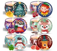 NCKIHRKK Coffret Cadeau Bougies Parfumées de Noël, 6 pcs. Idee Cadeau Bougie Femme, Naturel Cire de Soja Bougie Décoration Noel, Bougie Aromathérapie cadeau Femme Maman Petite Amie Collègue Invité
