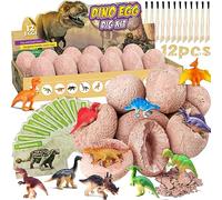 NCKIHRKK Dinosaure Jouet pour Enfant 4 5 6 7 8 9 Ans, 12 Pièces Oeufs Dino Dinausore Jouet, Cadeau Jouet Garcon 4-9 Ans, Kit de Excavation d'Oeufs de Dinosaures Jouet Jeux Enfant 4+ Ans
