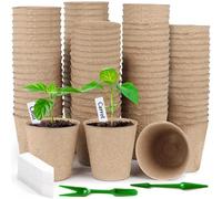 NCKIHRKK Godets pour Semis 8cm, 100 Pièces Kit de Pots de Semis en Fibre Biodégradable, Godet de Rempotage avec Étiquettes et Outils, Sans Tourbe, Sans Repiquage, pour Serre Jardin Potager Fleur Semis