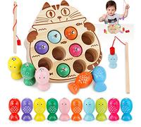 NCKIHRKK Jeux Montessori, Activite Enfant 2 Ans, Jouet en Bois Jeu de Pêche Magnetique, Cadeau Fille/Garcon 2 ans, Bebe 1 An, Jeux Educatif Pour 2 3 4 5 Ans