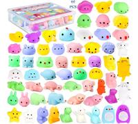 NCKIHRKK Kawaii Mochi Squishy, 60 PCS Mignon Animaux Jouet Soft Squeeze, Jouet Squishies Anti Stress Enfant, Soulager Le Stress Squeeze Toys, Cadeau Halloween Noël Pâques Anniversaire Invites Enfant