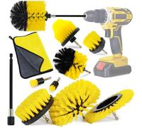 NCKIHRKK Kit de Brosse pour Perceuse Électrique - 10 Pièces pour Nettoyage de Voiture, Roue, Jantes, Cuisine, Salle de Bains, Baignoire, Carrelage, Sol, Tissu